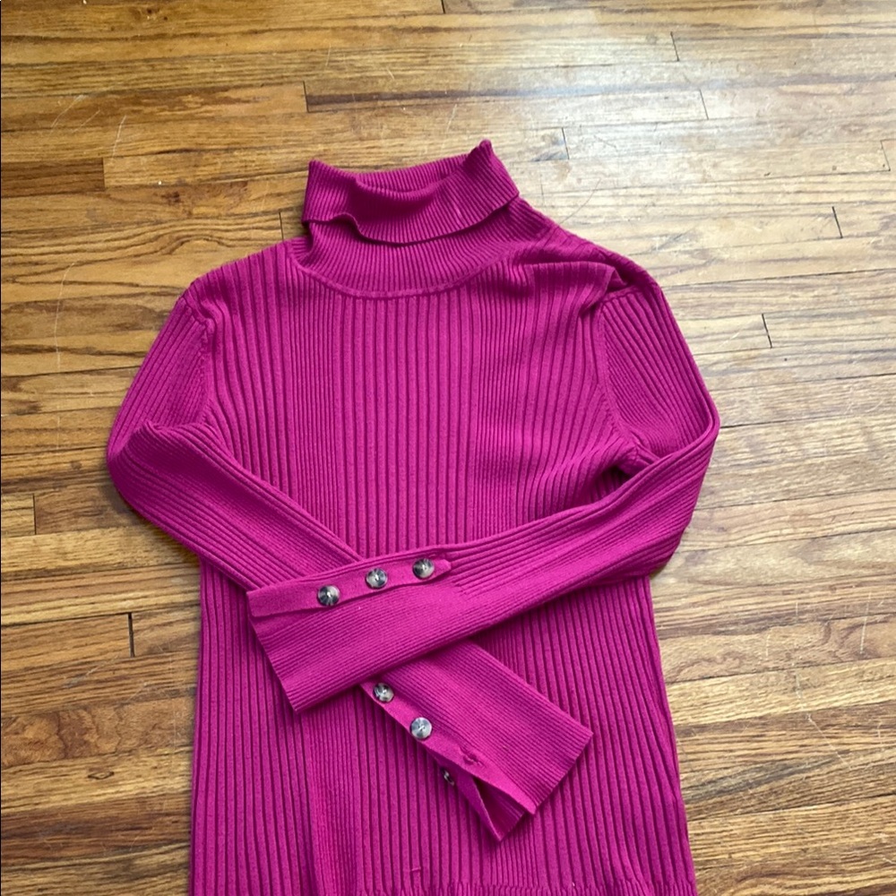 Fuchsia Ribbed Turtleneck Sweater